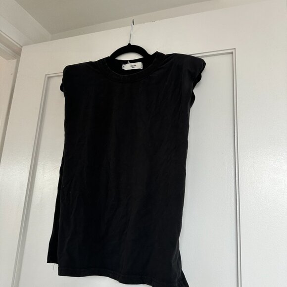 The Frankie Shop EVA Black Muscle Tee Cotton Sz Small Padded Shoulders Crew Neck - Picture 5 of 9